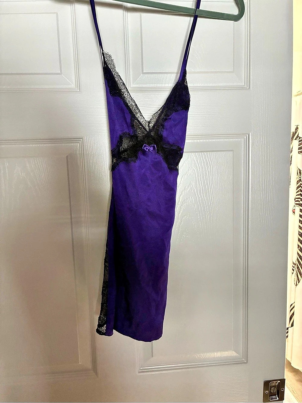 Purple & Black Lace Mini slip Dress Like New